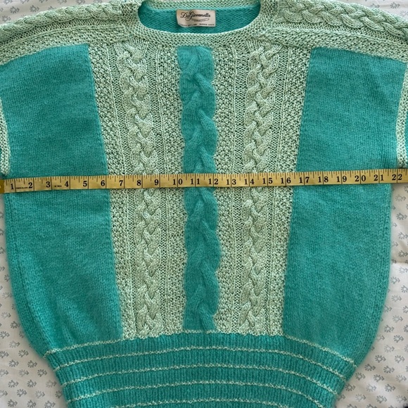 NWT DaGiovanetta Vintage Teal Knit Angora Large Sweater - Picture 4 of 6